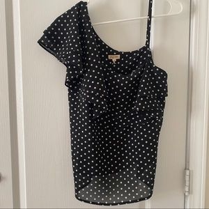 Lily White off the shoulder polka dot blouse. SzL